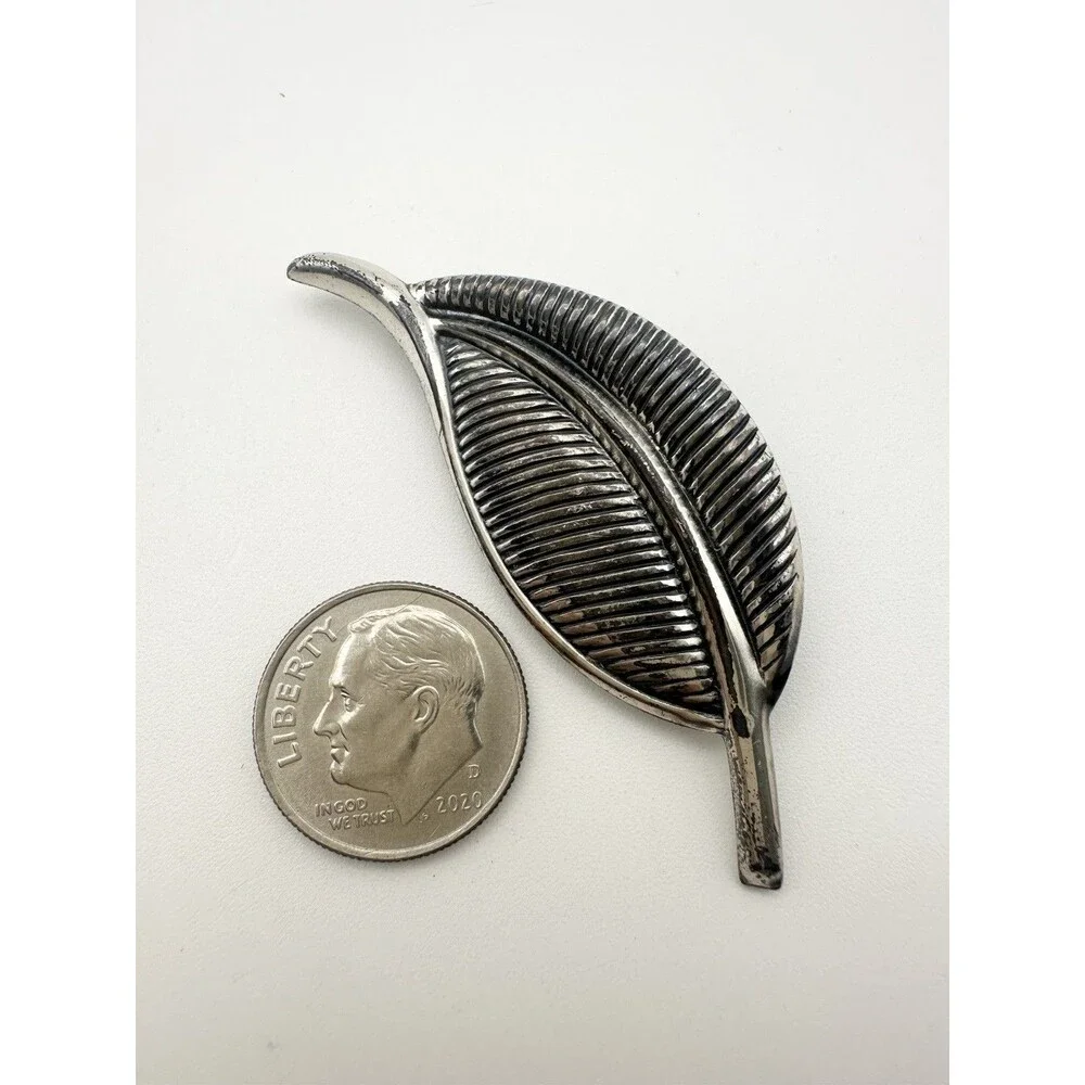 Vintage Jewelart Sterling Silver Leaf Pin Brooch
